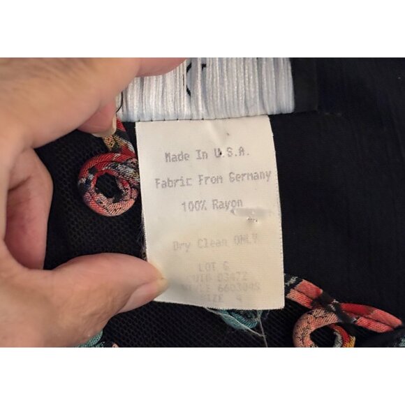 VTG '80's Carole Little Black Blouse Embroidered Sheer Bodice & Sleeve - Picture 7 of 13